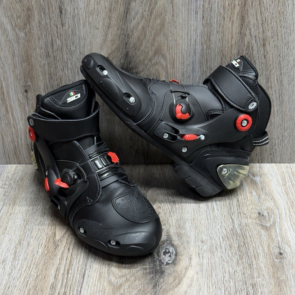 Sidi Streetburner Motorcycle Boots Men 9.5 Black Leather Mid Stunter Style Italy